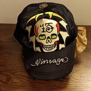 Vintage Blk Satin trucker hat